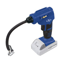 Load image into Gallery viewer, Sun Joe 24V-AJC-LTE-SJB-RM 24-Volt iON+ Cordless Portable Air Compressor Kit with Nozzle Adapters, Automatic Digital Pressure Gauge, Built-in LED Light & Case, and 2.0-Ah Battery and Charger (Blue) (Certified Refurbished)