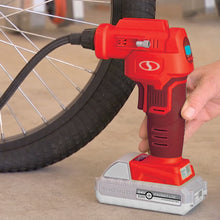 Load image into Gallery viewer, Sun Joe 24V-AJC-LTE-RED-RM 24-Volt iON+ Cordless Portable Air Compressor Kit with Nozzle Adapters, Automatic Digital Pressure Gauge, Built-in LED Light & Case, 2.0-Ah Battery and Charger (Red) (Certified Refurbished)