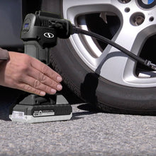 Load image into Gallery viewer, Sun Joe 24V-AJC-LTW-BLK 24-Volt iON+ Cordless Portable Air Comporessor Kit | W/ 1.3-Ah Battery, Charger, Storage Bag, and Nozzle Adapters (Black)
