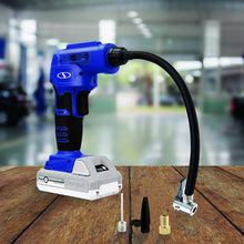 Load image into Gallery viewer, Sun Joe 24V-AJC-LTE-SJB-RM 24-Volt iON+ Cordless Portable Air Compressor Kit with Nozzle Adapters, Automatic Digital Pressure Gauge, Built-in LED Light &amp; Case, and 2.0-Ah Battery and Charger (Blue) (Certified Refurbished)
