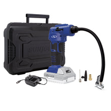 Load image into Gallery viewer, Sun Joe AIRJ24C-SJB Portable Digital Cordless Air Compressor with Nozzle Adapters and Case | 24-Volt | 2.0-Ah (Blue)
